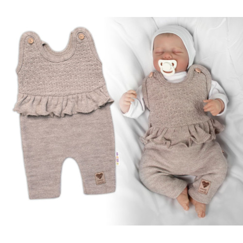 Pletené láclové kalhoty Girl s volánkem, Baby Nellys, béžové, vel. 68 Pletené láclové kalhoty Girl s volánkem, Baby Nellys, béžové, vel. 68