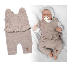 Pletené láclové kalhoty Girl s volánkem, Baby Nellys, béžové, vel. 74