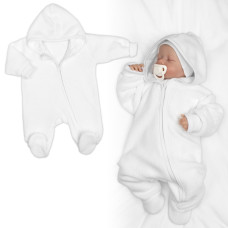 Pletený overal s kapucí, CUTE - bílý, vel. 62