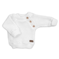 Pletený svetřík pro miminko s knoflíčky Lovely, prodloužené náplety, bílý, 68/74