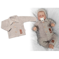 Pletený svetřík s knoflíčky Boy, Baby Nellys, béžový