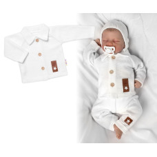 Pletený svetřík s knoflíčky Boy, Baby Nellys, bílý, vel. 62