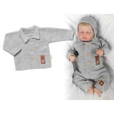 Pletený svetřík s knoflíčky Boy, Baby Nellys, šedý