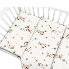 Povlečení do postýlky, bavlna, 2D sada, Kocourek a pampeliška - bílá, 135x100