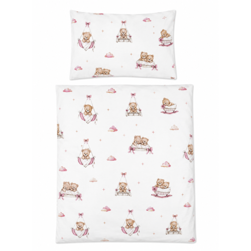 Povlečení do postýlky, bavlna, 2D sada, Medvídci - růžové, 135x100 Povlečení do postýlky, bavlna, 2D sada, Medvídci - růžové, 135x100