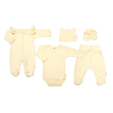 Praktická 5-dílná žebrovaná soupravička do porodnice Baby Nellys GIRL, žlutá, vel. 68