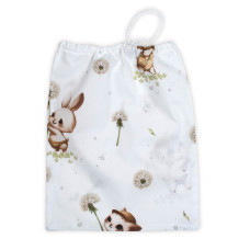 Pytlík na přezůvky 40x32cm, bavlna, Kocourek a pampeliška - bílá
