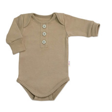 Rostoucí body NATURE, dlouhý rukáv s knoflíčky, bavlna, fango, 68/74
