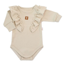 Rostoucí body NATURE, dlouhý rukáv s volánky, bavlna, béžová, vel. 56/62