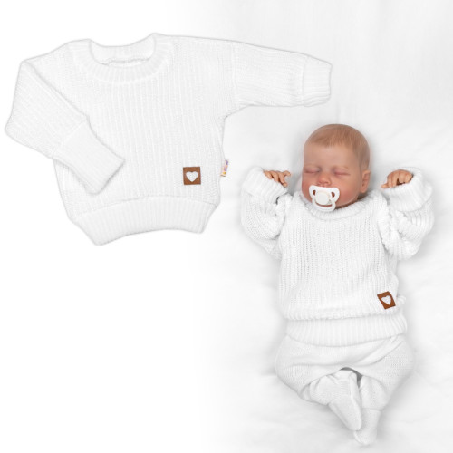 Rostoucí oversize pletený svetřík pro miminko, bílé Rostoucí oversize pletený svetřík pro miminko, bílé