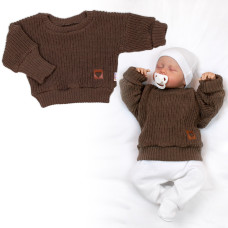 Rostoucí oversize pletený svetřík pro miminko, hnědý, 68/74