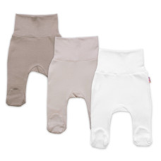 Rostoucí výhodná sada, 3x polodupačky pro miminko Nature - béžová/taupe/bílá, vel. 62/68