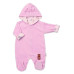 Semiškový, velurový overal s kapucí Baby Nellys Bunny II., růžový, vel. 74
