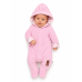 Semiškový, velurový overal s kapucí Baby Nellys Bunny II., růžový, vel. 74