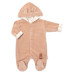 Semiškový, velurový overal s kapucí Baby Nellys New Bunny, hnědý, vel. 80