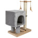 Škrabadlo pro kočky Cat Tree 64 cm s úkrytem – MDF, sisal, plyš, světle šedá