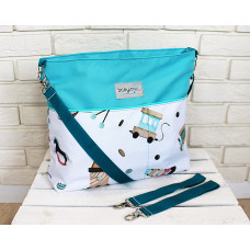 Stylová taška na kočárek Baby Nellys Hand Made - hračky, tyrkysová