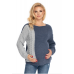 Těhotenský svetr, pletený vzor - jeans/šedá, vel. UNI