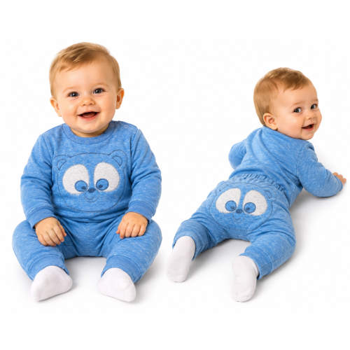 Tepláková souprava Baby Nellys - Medvídek - modrý melír, vel. 68 Tepláková souprava Baby Nellys - Medvídek - modrý melír, vel. 68