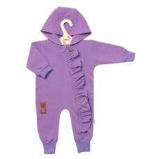 Teplákový overal s volánkem a kapucí GIRL, Baby Nellys, fialový, vel. 80