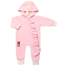 Teplákový overal s volánkem a kapucí GIRL, Baby Nellys, sv. růžový, vel. 86