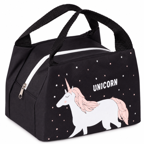 Termotaška na svačinu a oběd Unicorn, černá, 21,5 × 14,5 × 15,5 cm, Tulimi Termotaška na svačinu a oběd Unicorn, černá, 21,5 × 14,5 × 15,5 cm, Tulimi