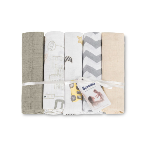 Tetra pleny Basic 70×80 cm Cars beige - sada 5 ks, 100% bavlna Tetra pleny Basic 70×80 cm Cars beige - sada 5 ks, 100% bavlna