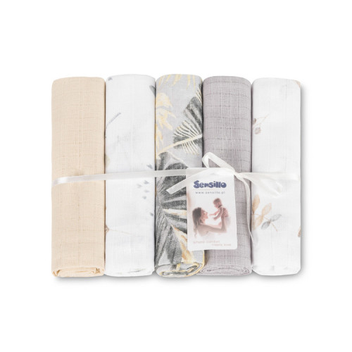 Tetra pleny Basic 70×80 cm Floral grey - sada 5 ks, 100% bavlna Tetra pleny Basic 70×80 cm Floral grey - sada 5 ks, 100% bavlna