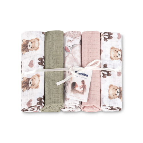 Tetra pleny Basic 70×80 cm Teddy Pink – sada 5 ks, 100% bavlna Tetra pleny Basic 70×80 cm Teddy Pink – sada 5 ks, 100% bavlna