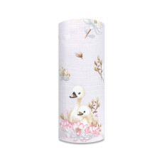 Tetrová plenka 70×80 cm Basic, 100% bavlna, Labuťe v růžové - 1ks