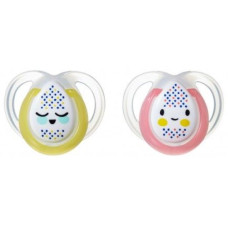 Tommee Tippee Dudlík Night Time,  0-6 m - růžová/žlutá