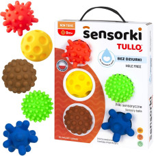 Tullo Senzorické míčky barevné 5 ks bez dírek – 59–77 mm, 0m+, mix barev