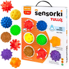 Tullo Senzorické míčky barevné 8 ks bez dírek – 59–77 mm, 0m+