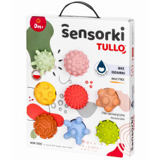 Tullo Senzorické míčky pastelové 8 ks bez dírek – 59–77 mm, 0m+