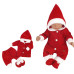 Z&Z 3-dílná pletená souprava, kabátek, kalhoty a botičky Baby Santa, červená, vel. 86