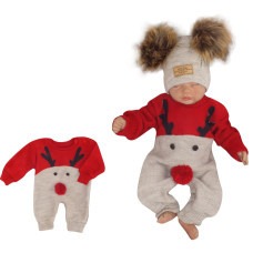 Z&Z Dětský pletený Vánoční overálek Baby Sob, červený, vel. 68