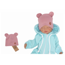 Z&Z Dvouvrstvá bavlněná čepička LOVE TEDDY, lila, vel. 68/74