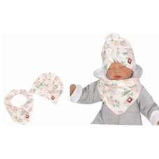 Z&Z Stylová dětská jarní/podzimní bavlněná čepice, turban s šátkem, kytky
