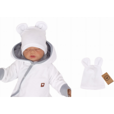 Z&Z Velurová, semišková čepička s oušky Teddy, bílá, vel. 80/86