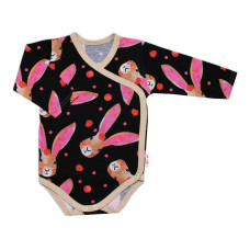 Zavinovací kojenecké body dl. rukáv, bavlna, Zajíček Baby Nellys, granát