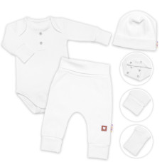 Žebrovaná rostoucí souprava 3D, Baby Boy - bílá, vel 68/74
