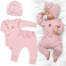 Žebrovaná rostoucí souprava 3D, Baby Girl - pudrově růžová Žebrovaná rostoucí souprava 3D, Baby Girl - pudrově růžová