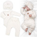Žebrovaná rostoucí souprava 3D, Baby Girl - smetanová, vel. 68/74