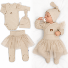 Žebrovaná rostoucí souprava 3D Lux, Sweet Angel - béžová, 68/74