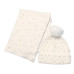 Zimní čepice s bambulí + šál, Pearls, Baby Nellys - smetanová, vel. 54/58