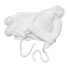 Zimní čepička s šálou - Autíčko bílá, 0-6m, Baby Nellys