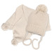 Zimní čepička s šálou - NATURE, 0-6m - béžová