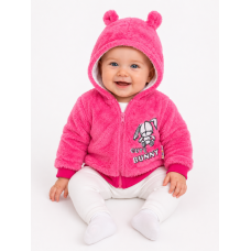 Zimní kabátek chlupáčková bundička s kapucí Cute Bunny Baby Nellys - malinová