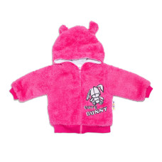 Zimní kabátek chlupáčková bundička s kapucí Cute Bunny Baby Nellys - malinová, vel. 68