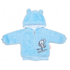Zimní kabátek chlupáčková bundička s kapucí Cute Bunny Baby Nellys - modrá, vel. 74